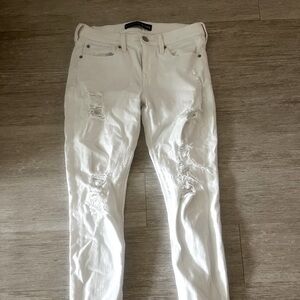 Express Women’s white Distressed Jean Leggings Midrise